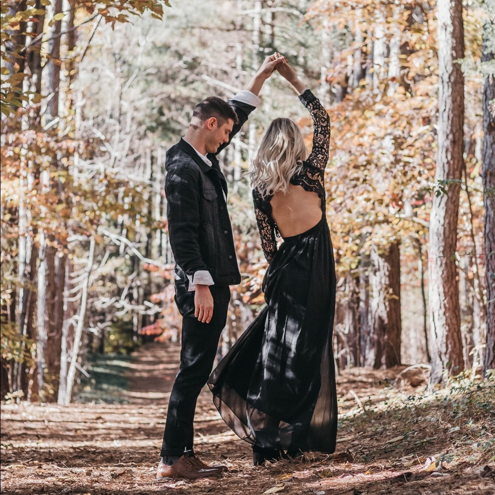 Backless Black Lace Maxi Dress